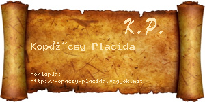 Kopácsy Placida névjegykártya